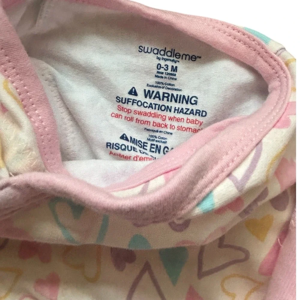 SwaddleMe Baby Swaddle Wraps Hearts Pink Lavender 0-3M‎